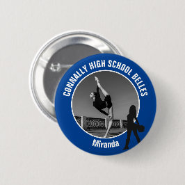 Blue Drill Team Photo High School Dancer Button