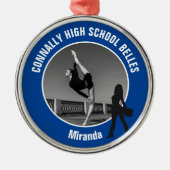 Blue Drill Team Photo High School Dancer Christmas Ornament Aus Metall (Vorne)
