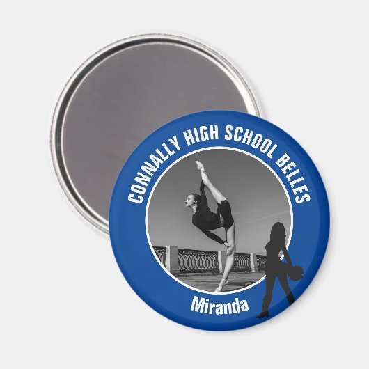 Blue Drill Team Photo High School Dancer Magnet (Vorderseite/Rückseite)