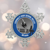 Blue Drill Team Photo High School Dancer Schneeflocken Zinn-Ornament