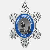 Blue Drill Team Photo High School Dancer Schneeflocken Zinn-Ornament (Rechts)