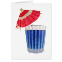Blue Drink mit Red Umbrella Card