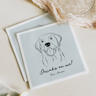Blue Drinks auf Me Hund Sketch Paper Napkin Serviette