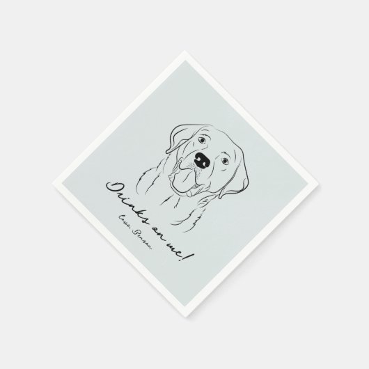 Blue Drinks auf Me Hund Sketch Paper Napkin Serviette (Ecke)