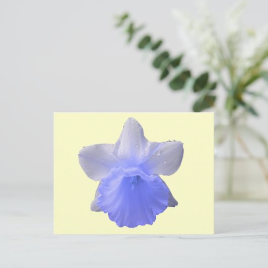 Blue Dripping Daffodische Blume Postkarte (Stehend Vorderseite)