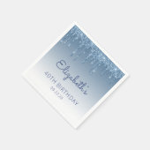 Blue Dripping Glitzer Glam 40. Geburtstag Party Serviette (Ecke)