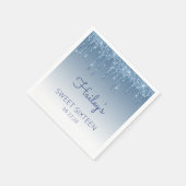 Blue Dripping Glitzer Glam Sweet 16 Birthday Party Serviette (Ecke)
