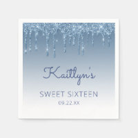 Blue Dripping Glitzer Glam Sweet 16 Party
