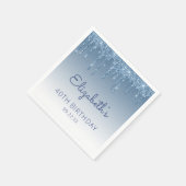 Blue Driving Glitzer Glam Birthday Party Serviette (Ecke)