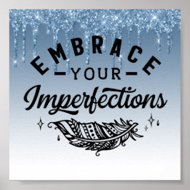 Blue Driving Glitzer Inspiration Zitat Poster