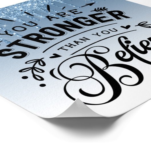 Blue Driving Glitzer Inspiration Zitat Poster (Ecke)