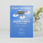 Blue Drone Racing RC Luftfahrzeug Geburtstag Einladung (Stehend Vorderseite)