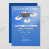 Blue Drone Racing RC Luftfahrzeug Geburtstag Einladung (Vorne/Hinten)