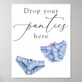 Blue Drop Ihre Hosen hier Fingerie Duschzeichen Poster (Vorne)