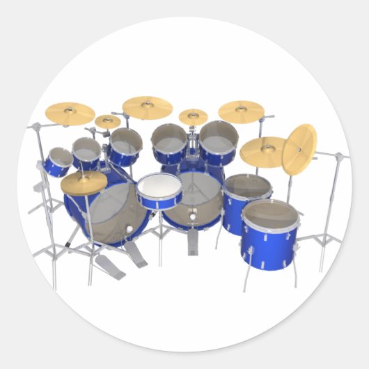 Blue Drum Kit: 10 Stück: Runder Aufkleber (Vorderseite)
