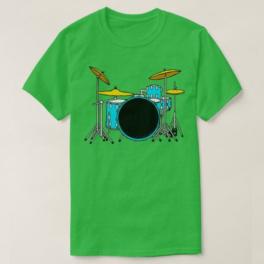 Blue Drum Kit Drummer Musician T-Shirt (Design vorne)