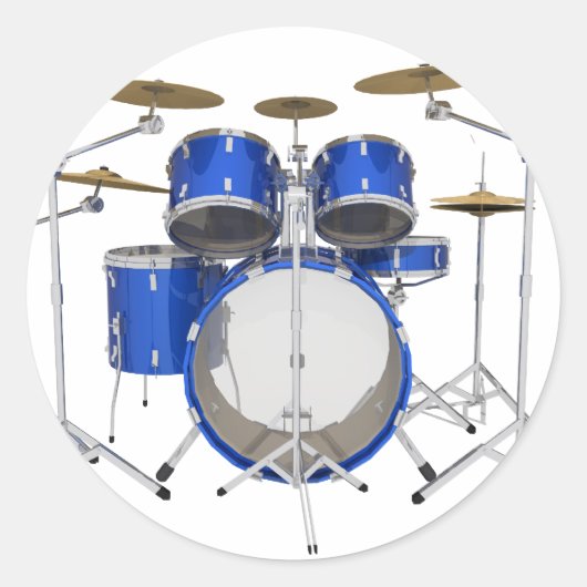 Blue Drum Kit: Runder Aufkleber (Vorderseite)