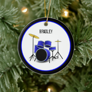 Blue Drum Set Custom Keramik Ornament
