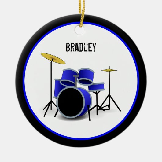 Blue Drum Set Custom Keramik Ornament (Vorne)