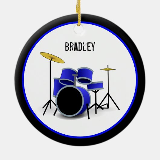 Blue Drum Set Custom Keramik Ornament (Hinten)