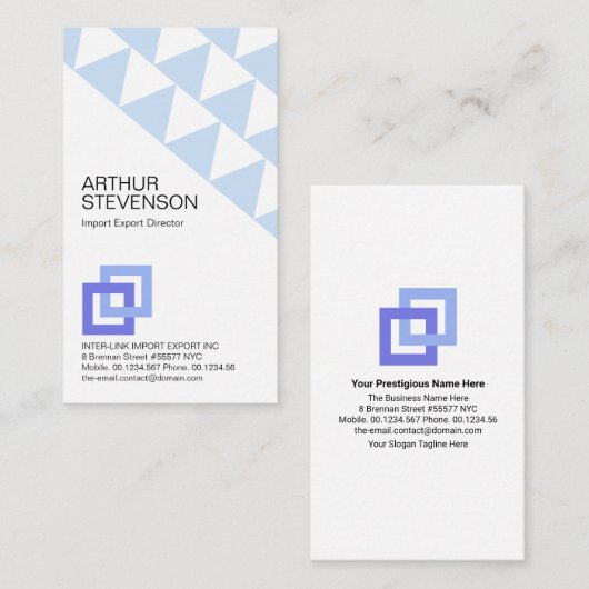 Blue Dual Direction Arrows Import Export Agent Visitenkarte (Vorne/Hinten)