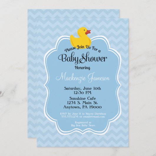 Blue Duck Boy Baby Dusche Einladung (Vorne/Hinten)