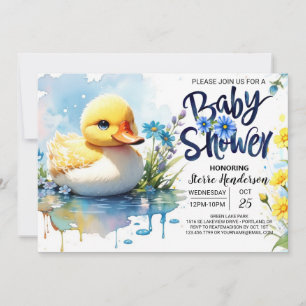 Blue Duckling Bliss Baby Dusche Einladung