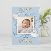 Blue Ducks Floral Vintage Baby Ankündigung (Stehend Vorderseite)