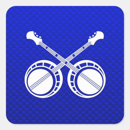 Blue Dueling Banjos Quadratischer Aufkleber (Vorderseite)