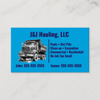 Blue Dump Truck Business Card Visitenkarte