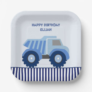 Blue Dump Truck Custom Kid's Birthday Pappteller
