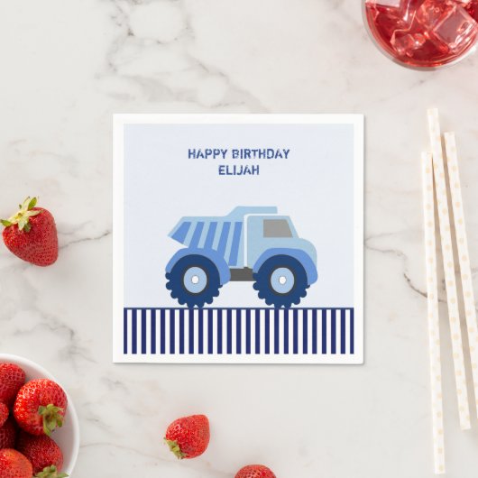 Blue Dump Truck Custom Kid's Birthday Serviette (Beispiel)