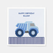 Blue Dump Truck Custom Kid's Birthday Serviette (Vorderseite)