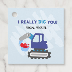 Blue Dump Truck Herz Valentines Gift Tags Geschenkanhänger