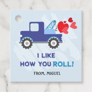 Blue Dump Truck Herz Valentines Gift Tags Geschenkanhänger
