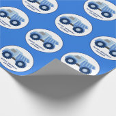 Blue Dump Truck Kid's Birthday Wrapping Paper Geschenkpapier (Ecke)