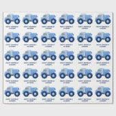 Blue Dump Truck Kid's Birthday Wrapping Paper Geschenkpapier (Flach)