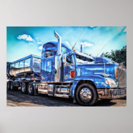Blue Dump Truck Poster
