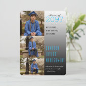 Blue Dunkel to Light Zitat 3 Foto Moderner Abschlu Ankündigung (Stehend Vorderseite)