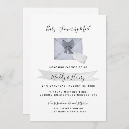 Blue Dusche von Mail Virtual Long Distance Einladung (Vorne/Hinten)