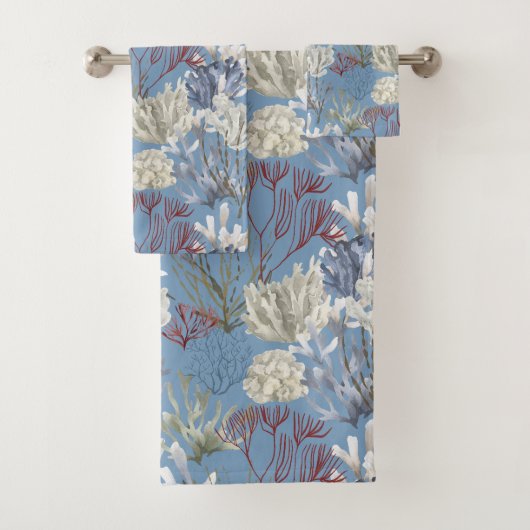 Blue Dusk Solid mit Undersea Print Badhandtuch Set (Insitu)