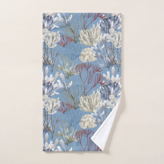 Blue Dusk Solid mit Undersea Print Badhandtuch Set (Handtuch)