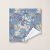 Blue Dusk Solid mit Undersea Print Badhandtuch Set (Waschlappen)