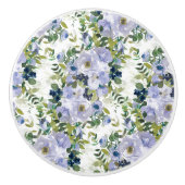 Blue Dusty Blue Floral White Springtime Keramikknauf (Vorderseite)