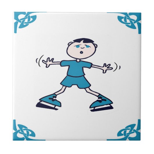 Blue Dutch Boy Ice Skate Fliese (Vorderseite)