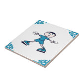 Blue Dutch Boy Ice Skate Fliese (Seite)