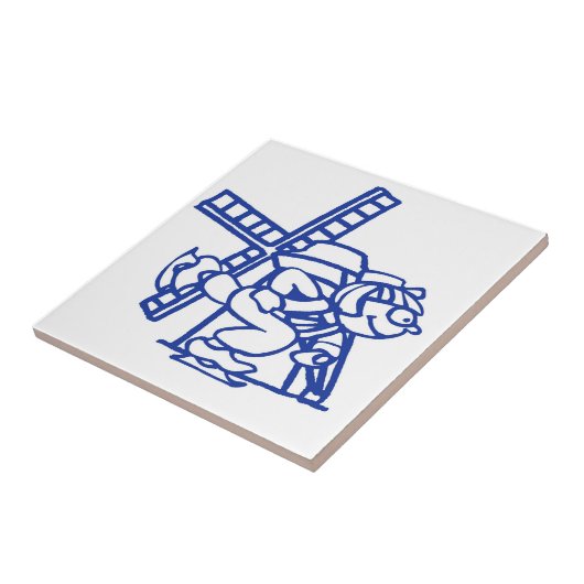 Blue Dutch Boy Windmill Fliese (Seite)