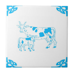 Blue Dutch Cow Delft Look Fliese
