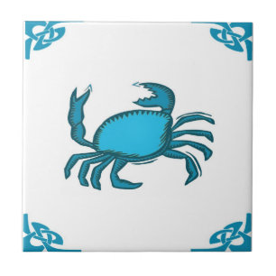Blue Dutch Crab Delft holland Fliese