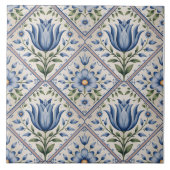 Blue Dutch Delft Pattern  Fliese (Vorderseite)